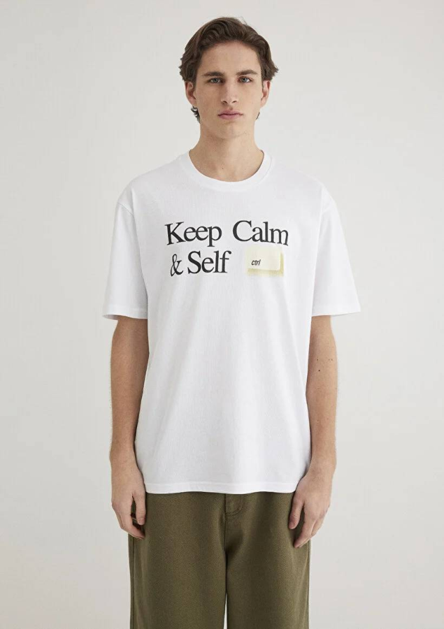 Resim Mavi Loose Erkek  T-shirt M0612463-620