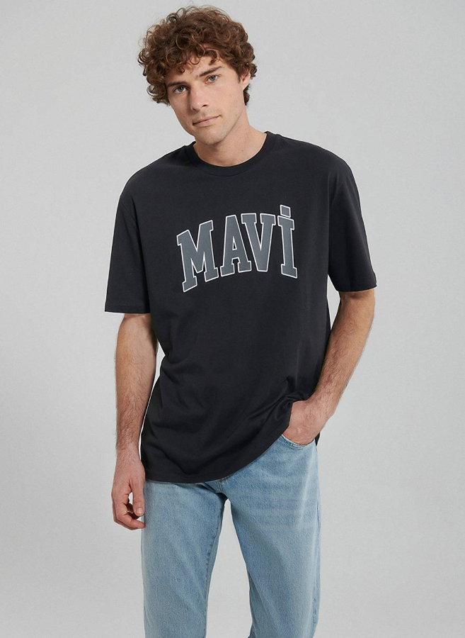 Resim Mavi Logo Erkek T-shirt M0611711-900
