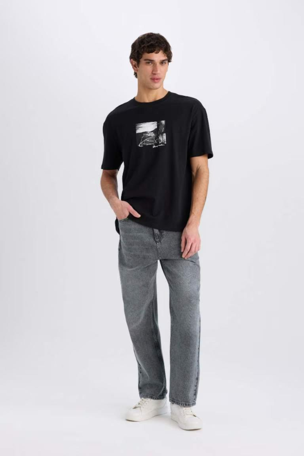 Resim Defacto Erkek  T-shirt E1723AX/BK81