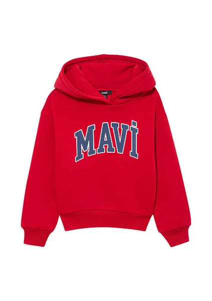 Resim Mavi Baskılı Kapüşonlu Erkek Çocuk Sweat M6610110-70464