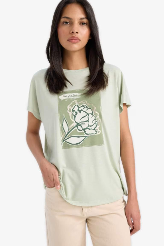 Resim Defacto Kadın T-shirt E5139AX/GN1156
