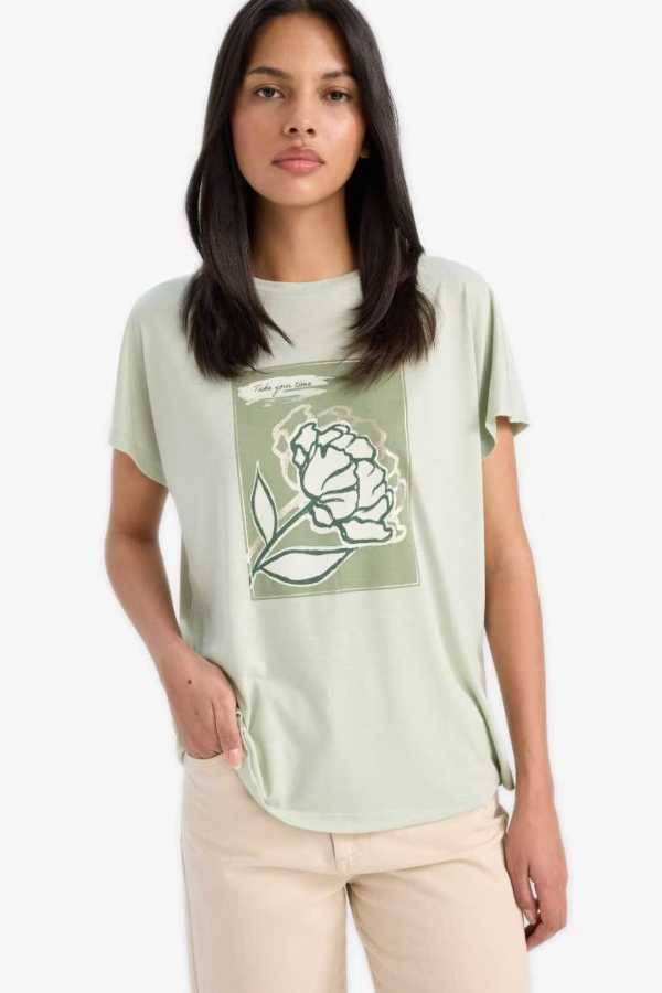 Resim Defacto Kadın T-shirt E5139AX/GN1156