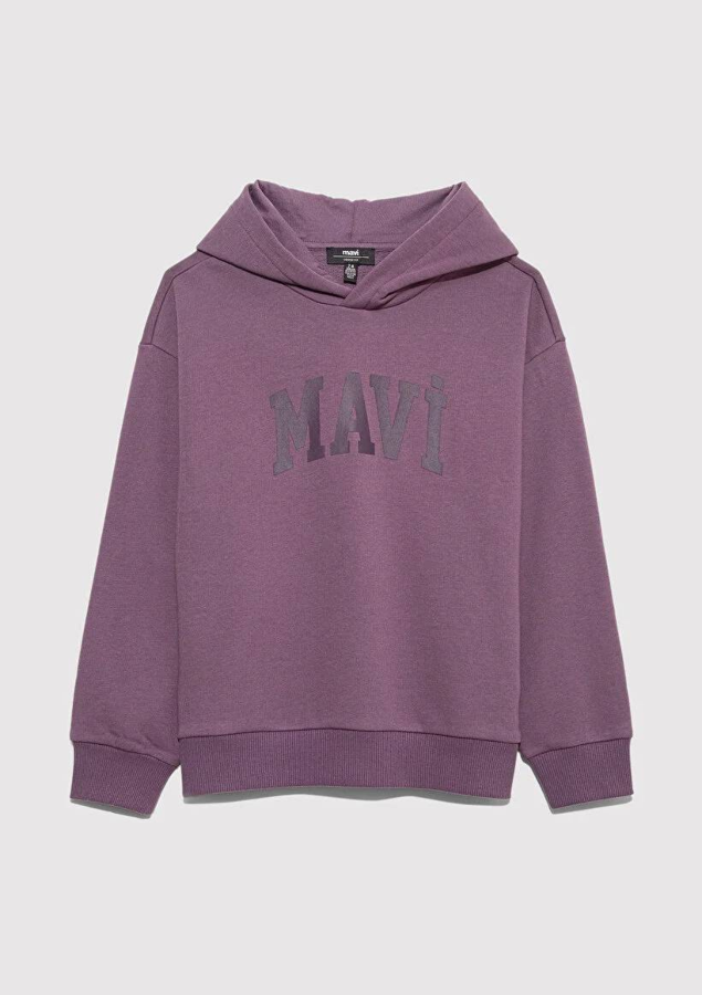 Resim Mavi Logo Baskılı Kapşonlu Erkek Çocuk Sweat M6S10143-70656