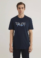 Resim Mavi İstanbul Baskılı Erkek T-Shirt M067114-34319