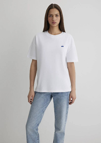 Resim Mavi Kısa Kollu Kadın T-shirt M1612188-620