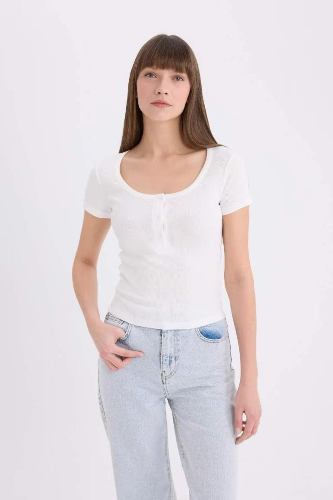 Resim Defacto Kadın Kısa Kol T-shirt E5781AX/ER105