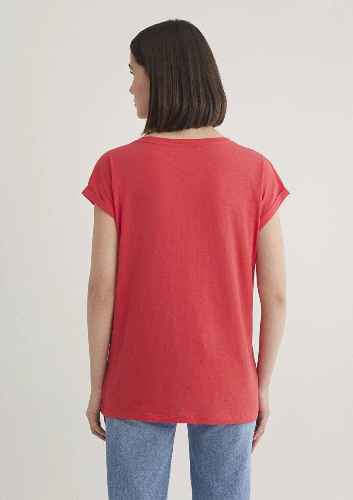 Resim Mavi V Yaka Basıc Kadın T-Shirt M1600961-71083