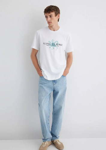 Resim Mavi Regular Erkek  T-shirt M0612673-620
