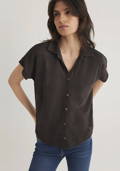 Resim Mavi Kısa Kollu Polo Kadın T-Shirt M1612142-70087