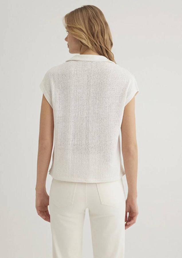 Resim Mavi Polo Yaka Penye Kadın T-shirt M1612610-70057
