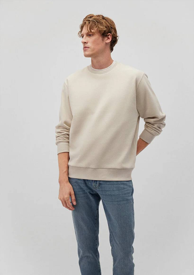Resim Mavi Bisiklet Yaka  Loose Erkek Sweat M0S10276-70322