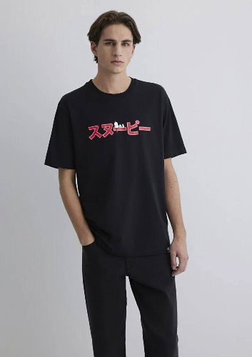 Resim Mavi Loose Erkek  T-shirt M0612661-900