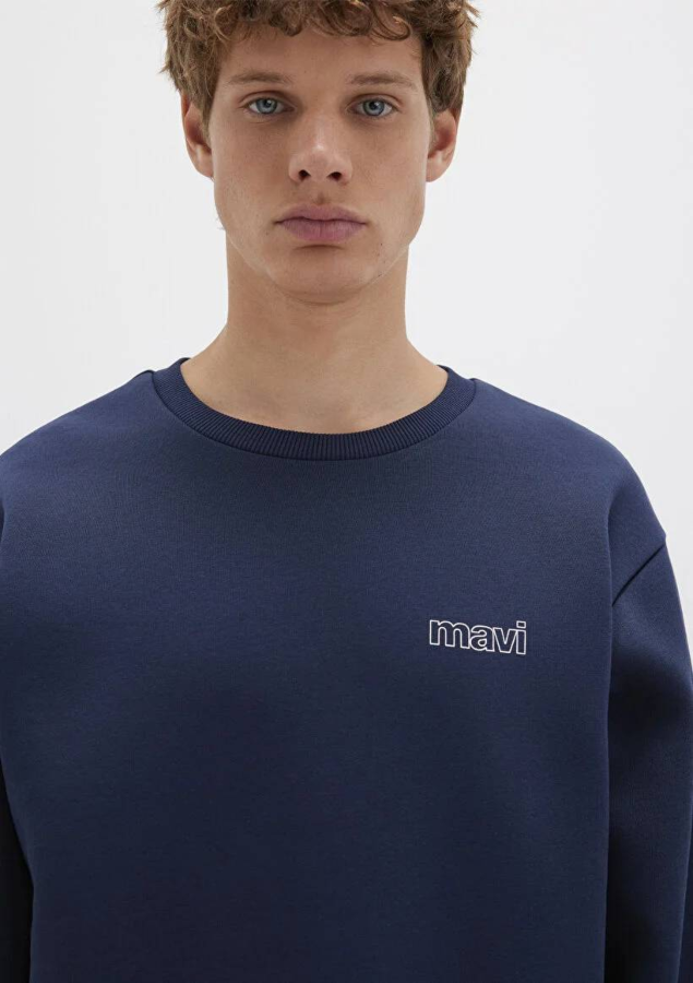 Resim Mavi Baskılı Erkek Sweat M0S10379-70488