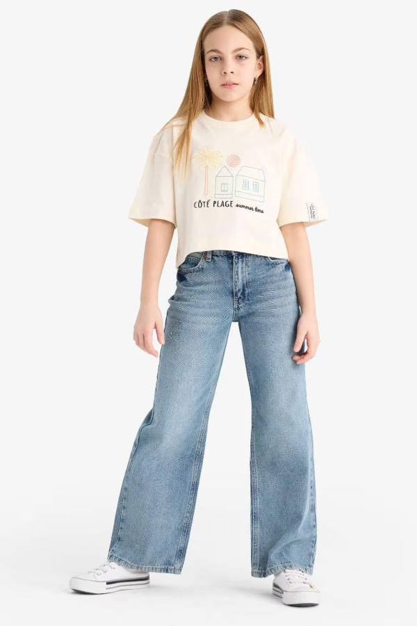 Resim Defacto Kız Çocuk Kısa Kol T-shirt E4407A8ER233