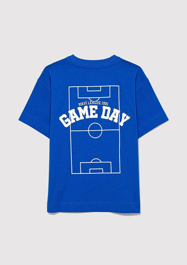 Resim Mavi Game Day Baskılı Erkek Çocuk T-Shirt M6610265-82491