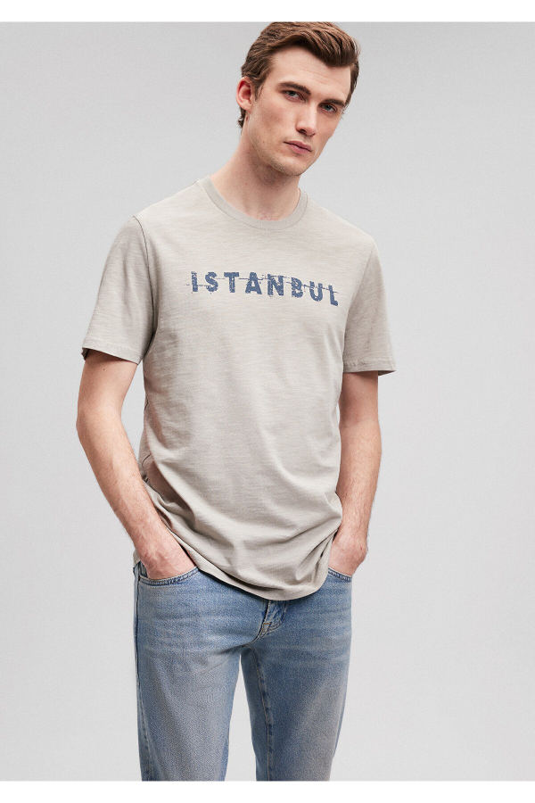 Resim Mavi İstanbul Baskılı Erkek T-Shirt M066282-31935