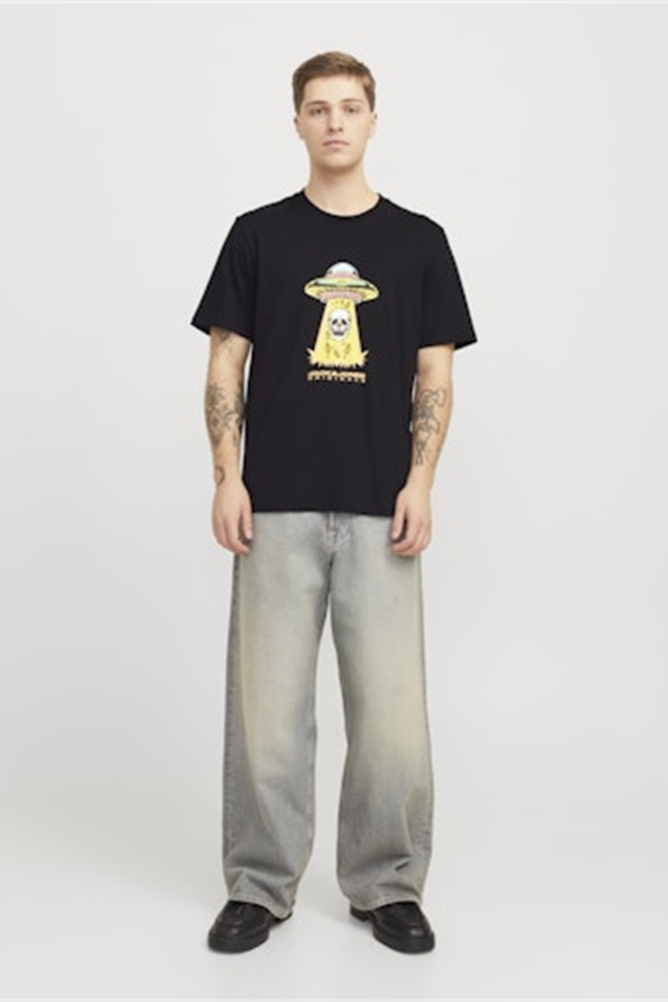 Resim Jack & Jones Joranatomy Skull Tee Ss Crew Neck Sn Erkek T-shirt 12272966