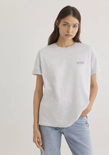 Resim Mavi Kısa Kollu Kadın T-Shirt M1611309-85438