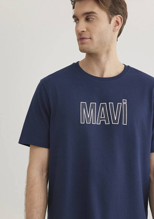 Resim Mavi Logo Tişört Derin Lacivert Erkek T-Shirt M066842-70758