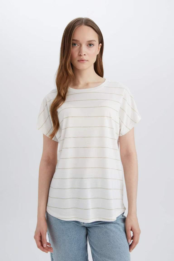 Resim Defacto Kadın Kısa Kol T-shirt E6075AXER105