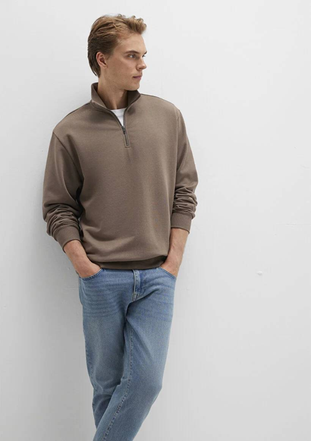 Resim Mavi Half Zip Erkek Sweat M0S10419-70380