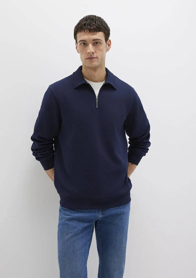 Resim Mavi Half Zip Erkek Sweat M0S10414-86415