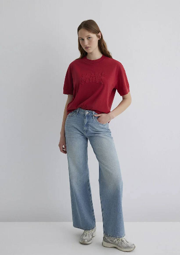 Resim Mavi Loose Kadın  T-shirt M1613224-70464