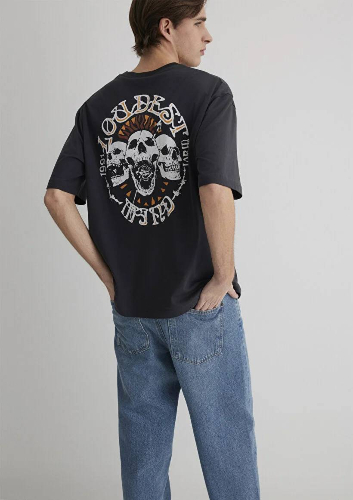 Resim Mavi Relaxed Erkek  T-shirt M0612702-70087