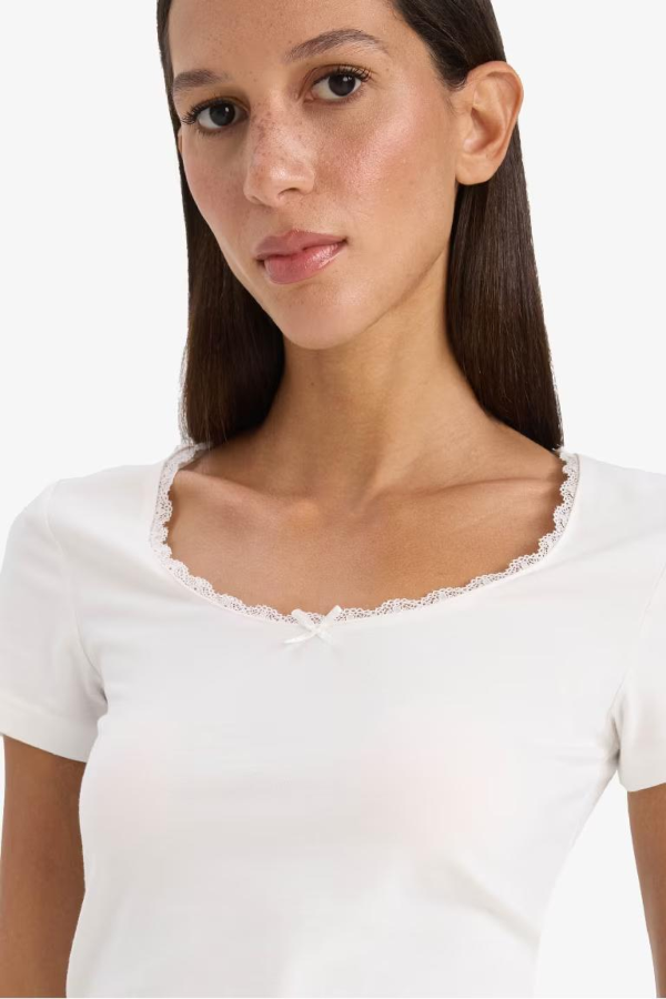 Resim Defacto Kadın T-shirt E9915AX/WT32