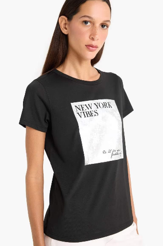 Resim Defacto Kadın T-shirt F5097AX/BK81