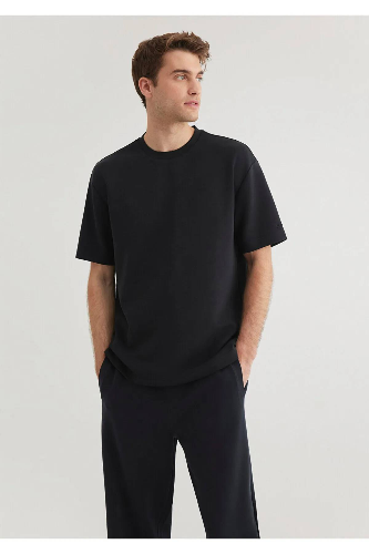 Resim Mavi Loose Erkek  T-shirt M0612757-71379