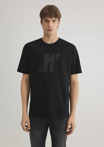 Resim Mavi Loose Erkek  T-shirt M067034-900