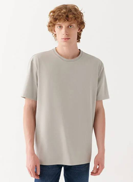 Resim Mavi Bisiklet Yaka Erkek T-Shirt M0610136-70100