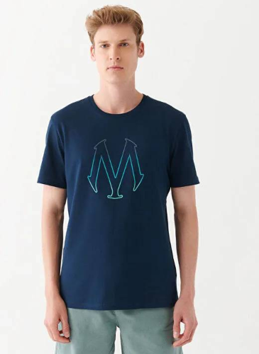 Resim Mavi Cepli Erkek T-shirt M0612513-70490