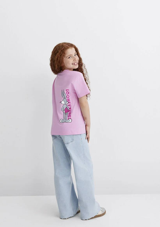 Resim Mavi Bugs Bunny Baskılı Kız Çocuk T-Shirt M7610303-71038