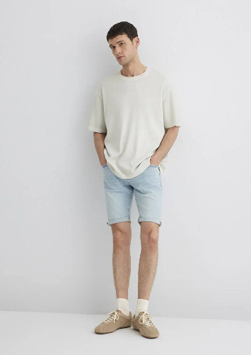 Resim Mavi Skinny Erkek  Kot&Kanvas Şort M0428489644