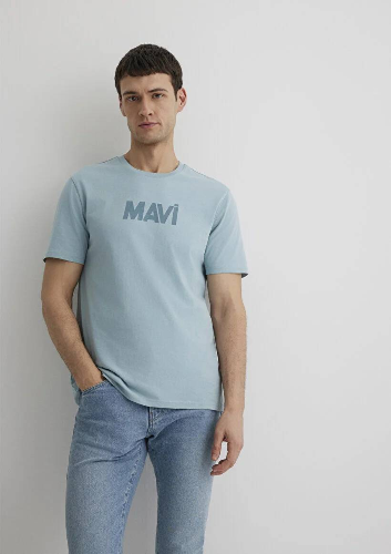 Resim Mavi Mavi Baskılı Erkek T-Shirt M066846-70838