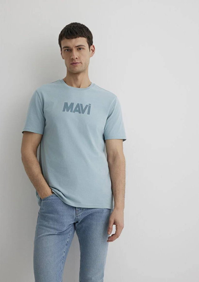 Resim Mavi Mavi Baskılı Erkek T-Shirt M066846-70838