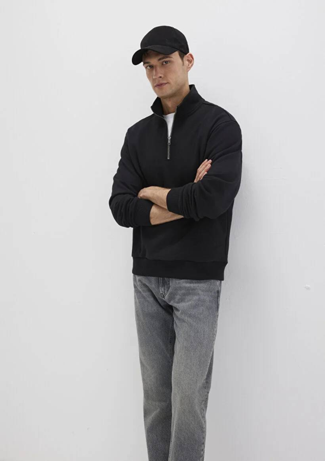 Resim Mavi Half Zip Erkek Sweat M0S10419-900