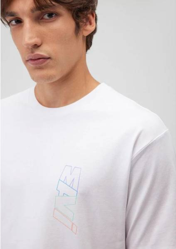 Resim Mavi Baskılı Erkek T-Shirt M0612350-620