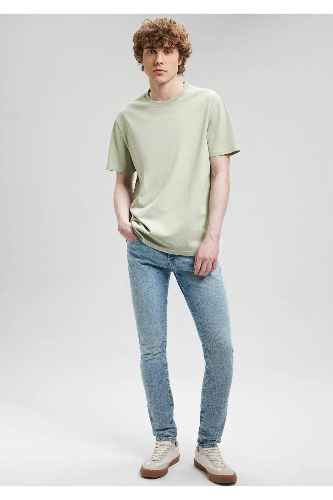 Resim Mavi Kısa Kol Erkek T-Shirt M066249-85873