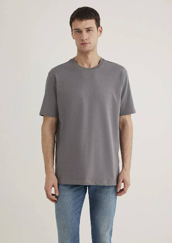 Resim Mavi Bisiklet Yaka Erkek T-Shirt M0611596-80020