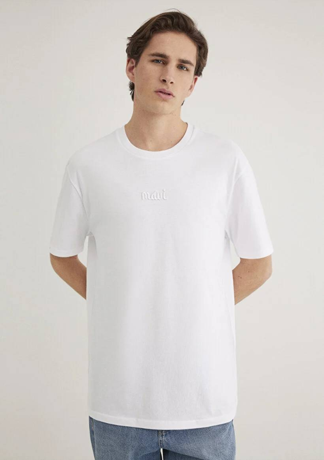 Resim Mavi Baskılı Erkek T-Shirt M0610100-620