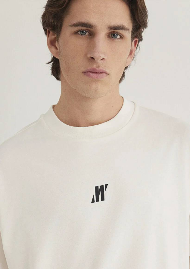 Resim Mavi Loose Erkek  T-shirt M0612745-70057