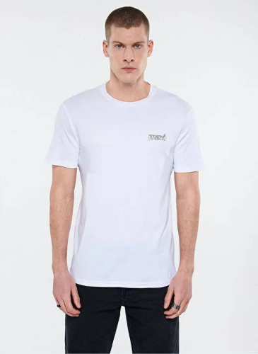 Resim Mavi Loose Erkek  T-shirt M0612610-620