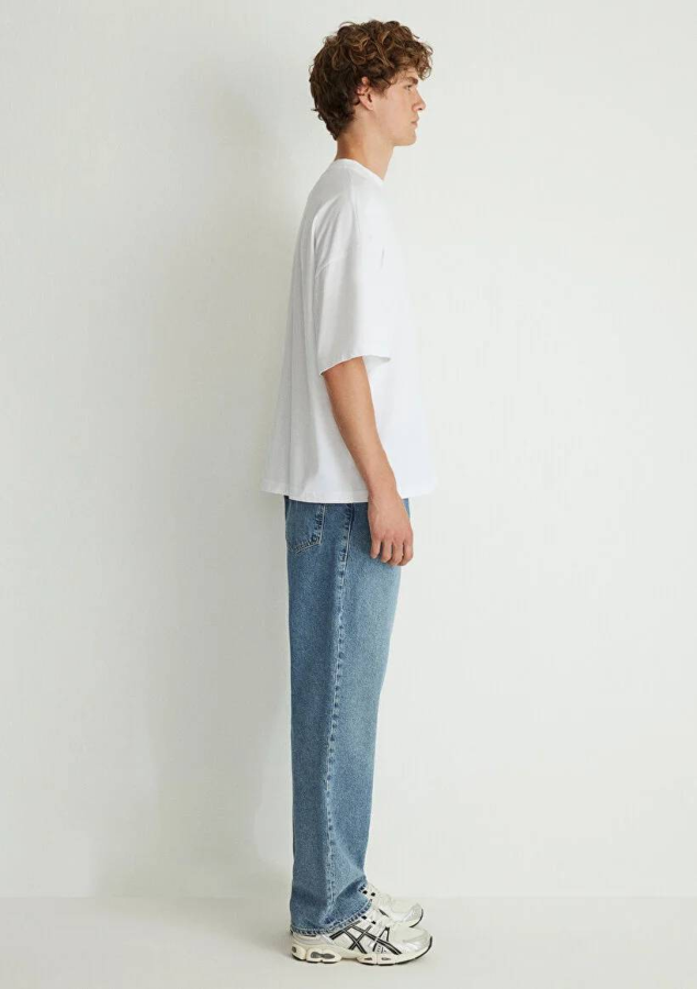 Resim Mavi Bisiklet Yaka Erkek T-Shirt M0611931-620