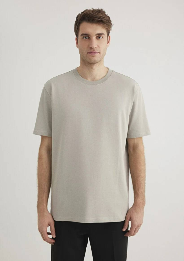 Resim Mavi Bisiklet Yaka Erkek T-Shirt M0611596-70100