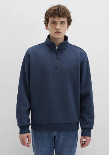 Resim Mavi Yarım Fermuarlı Erkek Sweat M0S10278-70490