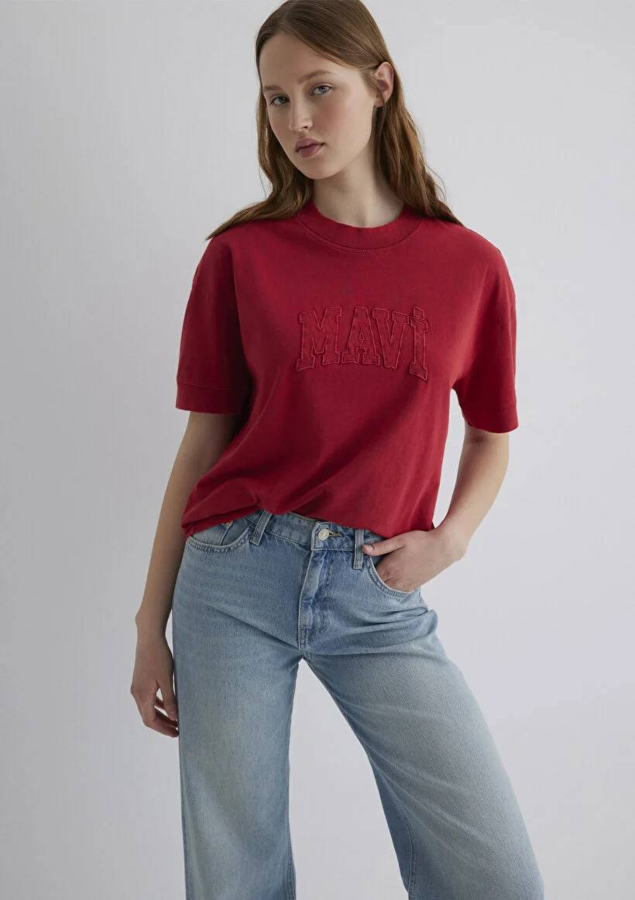 Resim Mavi Loose Kadın  T-shirt M1613224-70464