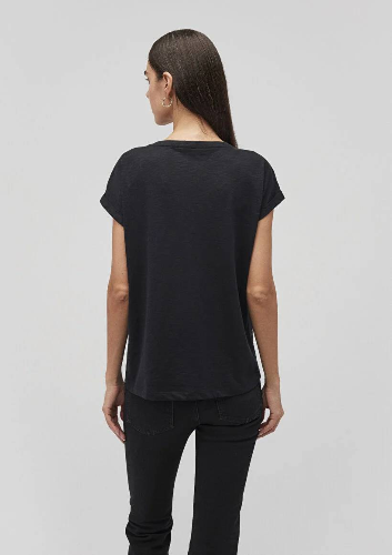 Resim Mavi V Yaka Basıc Kadın T-Shirt M1600961-900